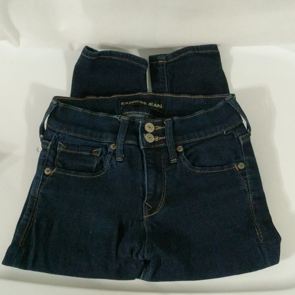 Express Cropped Legging Mid Rise Dark Wash Skinny Jeans - size 00R